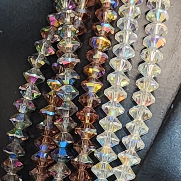 BERGERE Vintage 70's Rare Glass Beads Aurora Borealis Multistrand Necklace - Picture 6 of 16